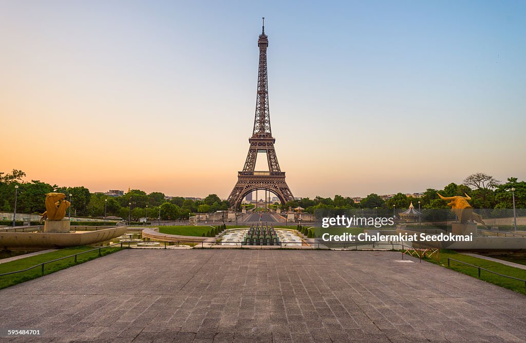 The Eiffel Tower in the early morning