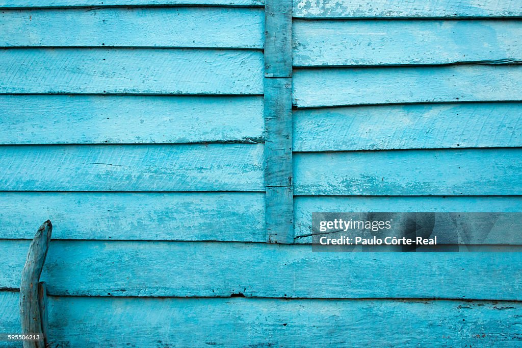 Light blue wood wall