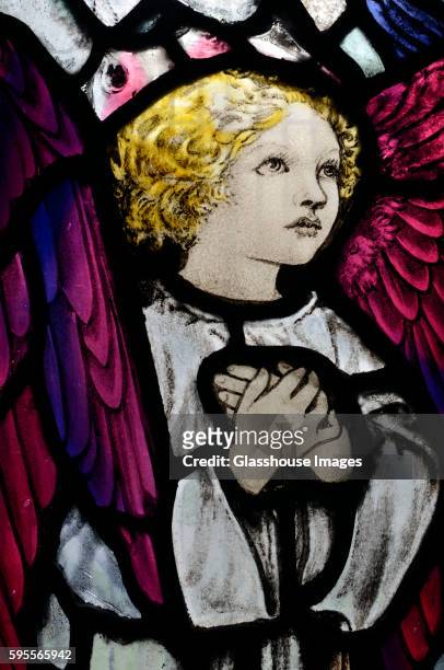 stained glass angel - stained glass angel stock pictures, royalty-free photos & images