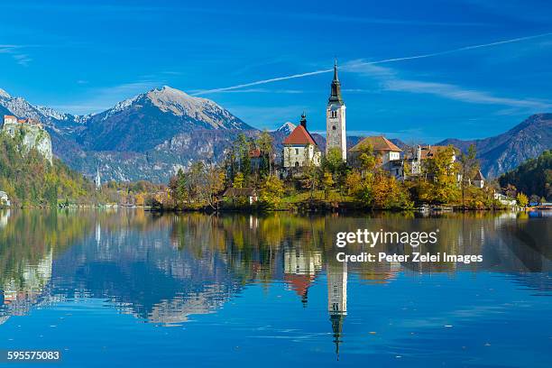 lake bled in slovenia - lago di bled foto e immagini stock