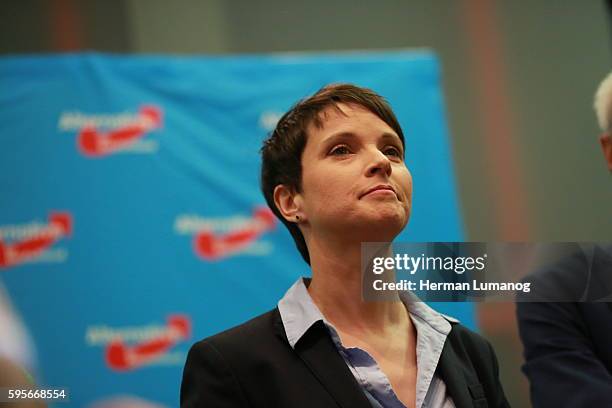 Party leader Frauke Petry during the election night of AfD at AO hostel in Berlin's Lichtenberg district to the state elections in Baden-Württemberg,...