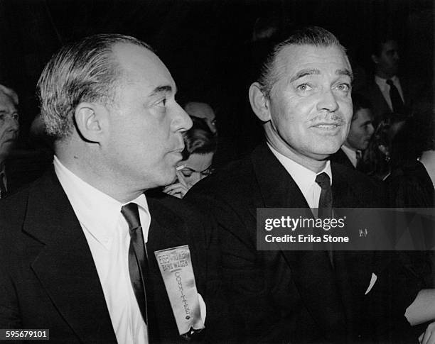 American composer Richard Rodgers and American actor Clark Gable at a rally for Republican presidential candidate Dwight D. Eisenhower, USA, 1952....