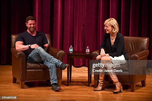 Author and Motivational Speaker Noah Galloway and Writer Alison Bonaguro host a question and answer session at Nashville Public Library on August 25,...