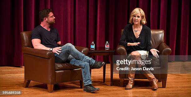 Author and Motivational Speaker Noah Galloway and Writer Alison Bonaguro host a question and answer session at Nashville Public Library on August 25,...