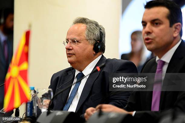 Greek Minister of Foreign Affairs Nikos Kotzias meets Macedonian Prime Minister Nikola Gruevski in Skopje, Republic of Macedonia, on August 25, 2016.