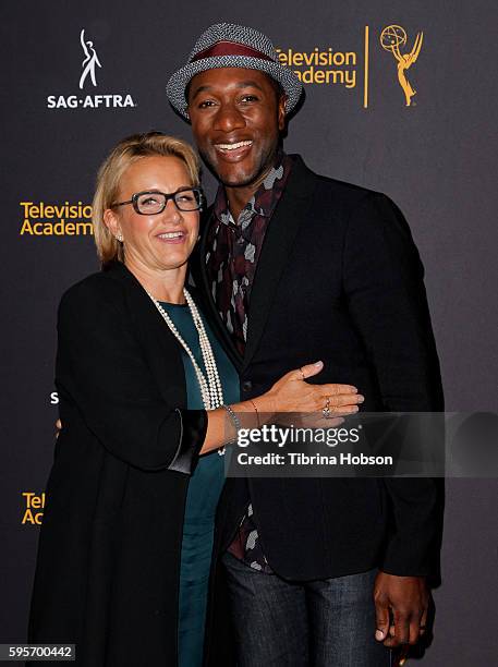 Gabrielle Carteris and Aloe Blacc attend the Television Academy and SAG-AFTRA's 4th annual Dynamic and Diverse Celebration at Saban Media Center on...