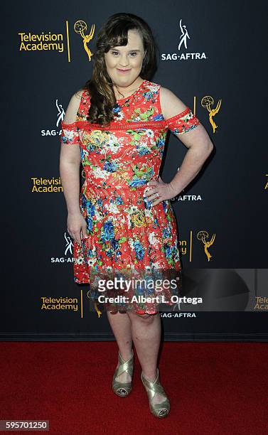 Actress Jamie Brewer arrives for the Television Academy And SAG-AFTRA's 4th Annual Dynamic And Diverse Celebration held at Saban Media Center on...