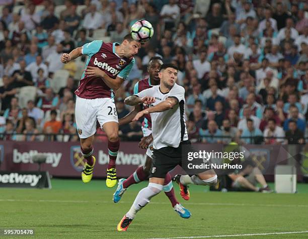 West Ham United's Jonathan Calleri uring Europa League play-off match between West Ham v FC Astra Giurgiu, in London, on August 25, 2016.