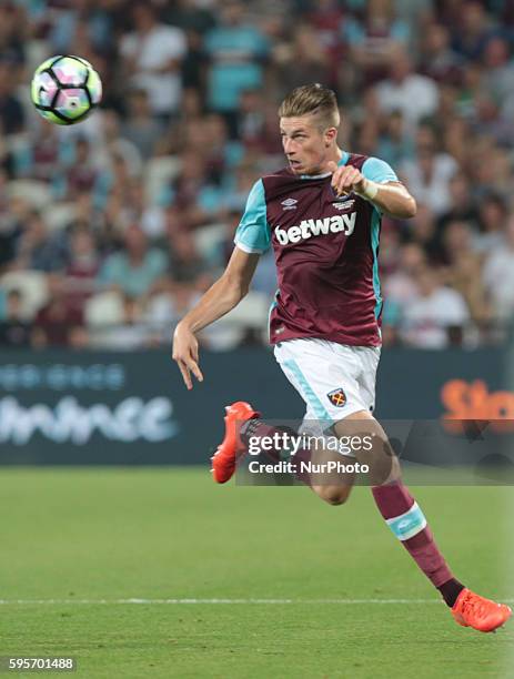 West Ham United's Reece Burke during Europa League play-off match between West Ham v FC Astra Giurgiu, in London, on August 25, 2016.