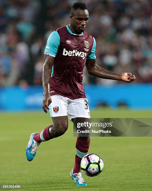 West Ham United's Michail Antonio during Europa League play-off match between West Ham v FC Astra Giurgiu, in London, on August 25, 2016.