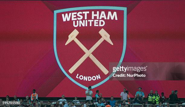 West Ham United's badge during Europa League play-off match between West Ham v FC Astra Giurgiu, in London, on August 25, 2016.