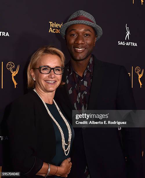 President Gabrielle Carteris and singer Aloe Blacc attend the Television Academy And SAG-AFTRA's 4th Annual Dynamic and Diverse Celebration at The...