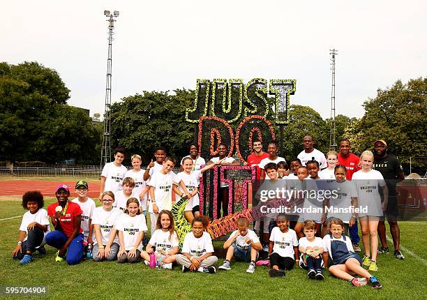 As part of a series of events in London Daryll Neita,Asha Philip,Dina Asher-Smith,Adam Gemili,Bianca Williams,James Dasaolo,CJ Ujah teamed up with...