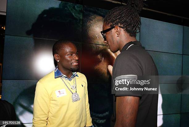 Ralo and Young Thug attend the Young Thug "No, My Name Is Jeffery" Listening Event Hosted By Lyor Cohen at YouTube Space on August 25, 2016 in New...