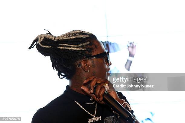 Young Thug speaks at the Young Thug "No, My Name Is Jeffery" Listening Event Hosted By Lyor Cohen at YouTube Space on August 25, 2016 in New York...