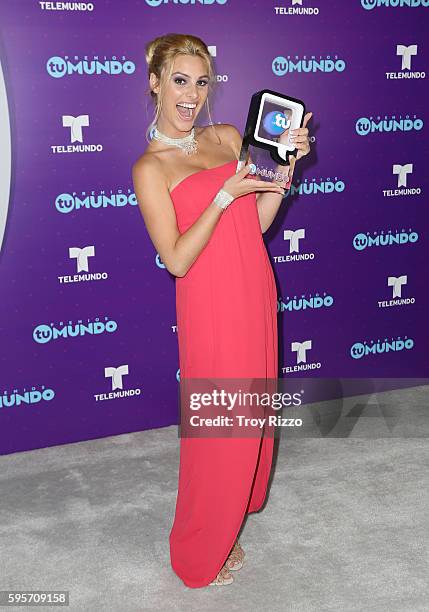 Lele Pons poses backstage at Telemundo's Premios Tu Mundo 'Your World' Awards at American Airlines Arena on August 25, 2016 in Miami, Florida.