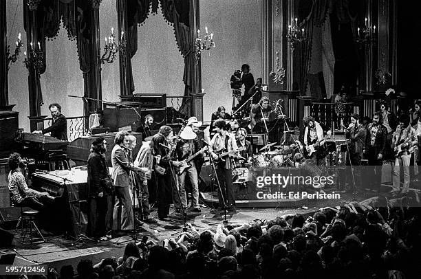 The Band and friends perform during The Last Waltz at Winterland on November 25, 1976 in San Francisco, California.