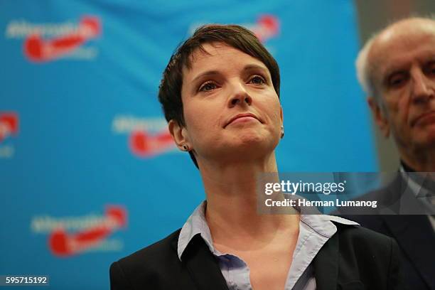 Party leader Frauke Petry during the election night of AfD at AO hostel in Berlin's Lichtenberg district to the state elections in Baden-Württemberg,...