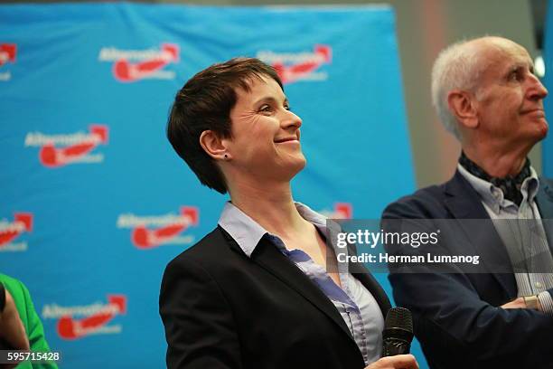 Party leader Frauke Petry during the election night of AfD at AO hostel in Berlin's Lichtenberg district to the state elections in Baden-Württemberg,...