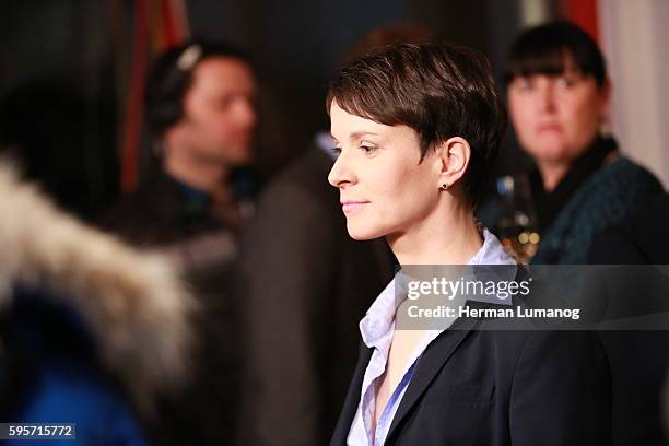 Party leader Frauke Petry during the election night of AfD at AO hostel in Berlin's Lichtenberg district to the state elections in Baden-Württemberg,...