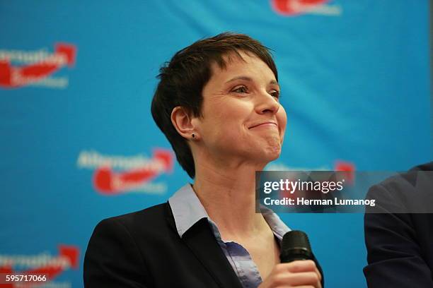 Party leader Frauke Petry during the election night of AfD at AO hostel in Berlin's Lichtenberg district to the state elections in Baden-Württemberg,...