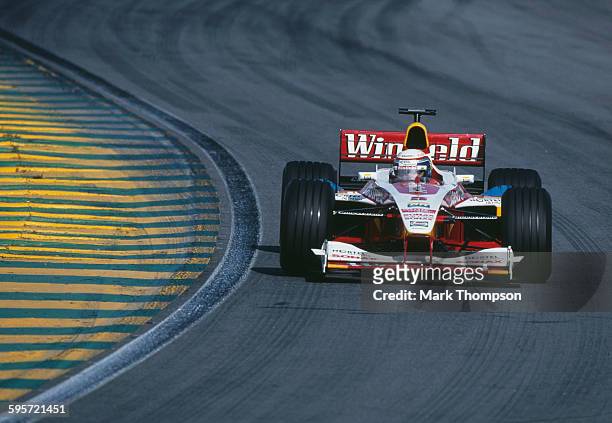 Alex Zanardi of Italy drives the Winfield Williams Williams FW21 Supertec V10 during the Brazilian Grand Prix on 11 April 1999 at the Autodromo Jose...