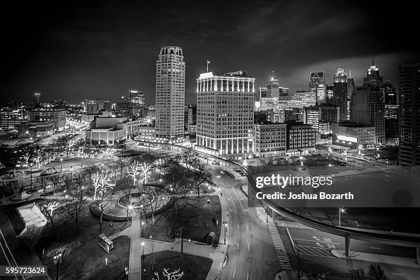 detroit - detroit michigan night stock pictures, royalty-free photos & images