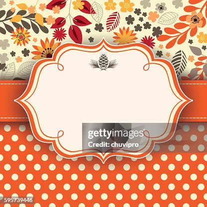 Fall Colors Ribbon Frame Autumn Floral Background With Frame And Ribbon High-Res Vector Graphic ...