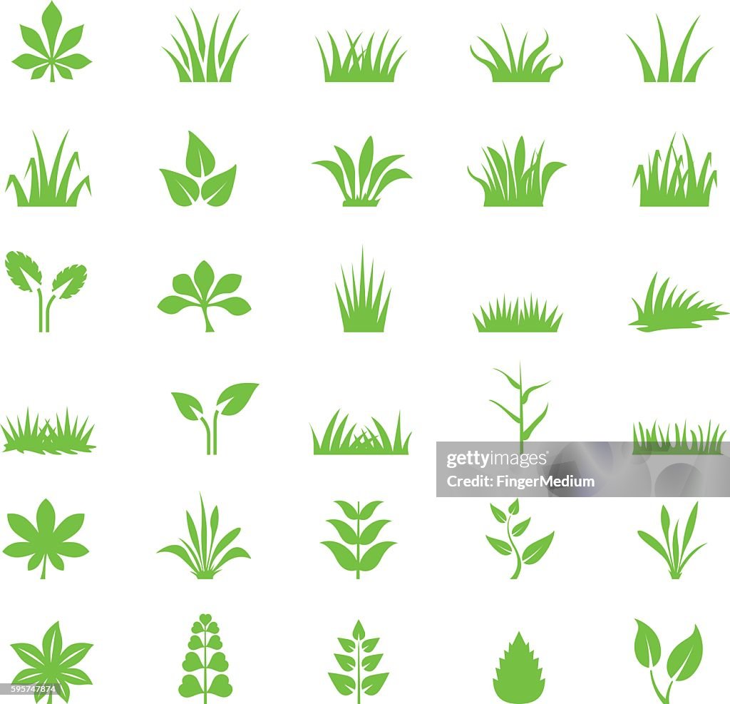 Grass icon set