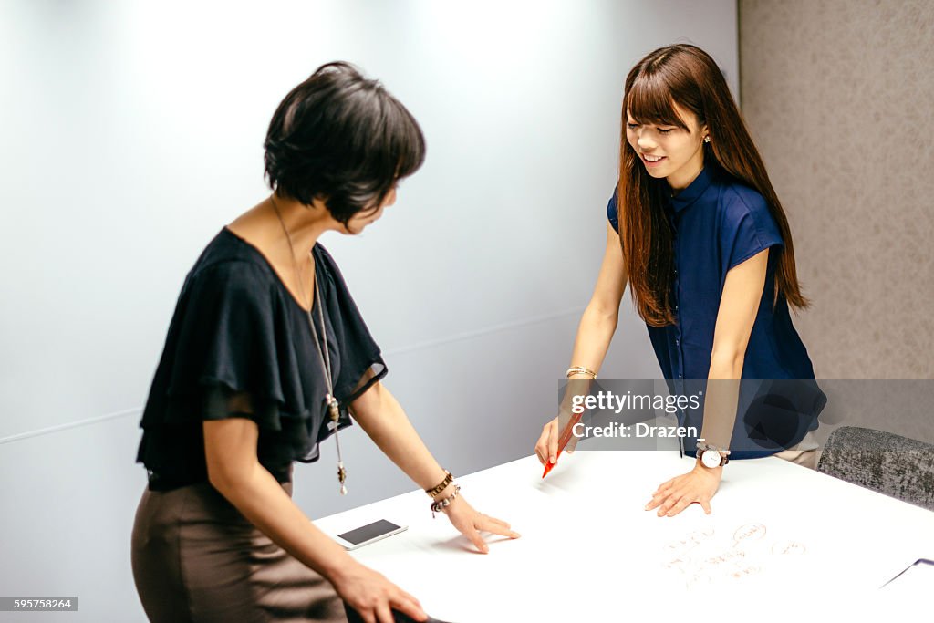 Creative Japanese businesswomen working in office