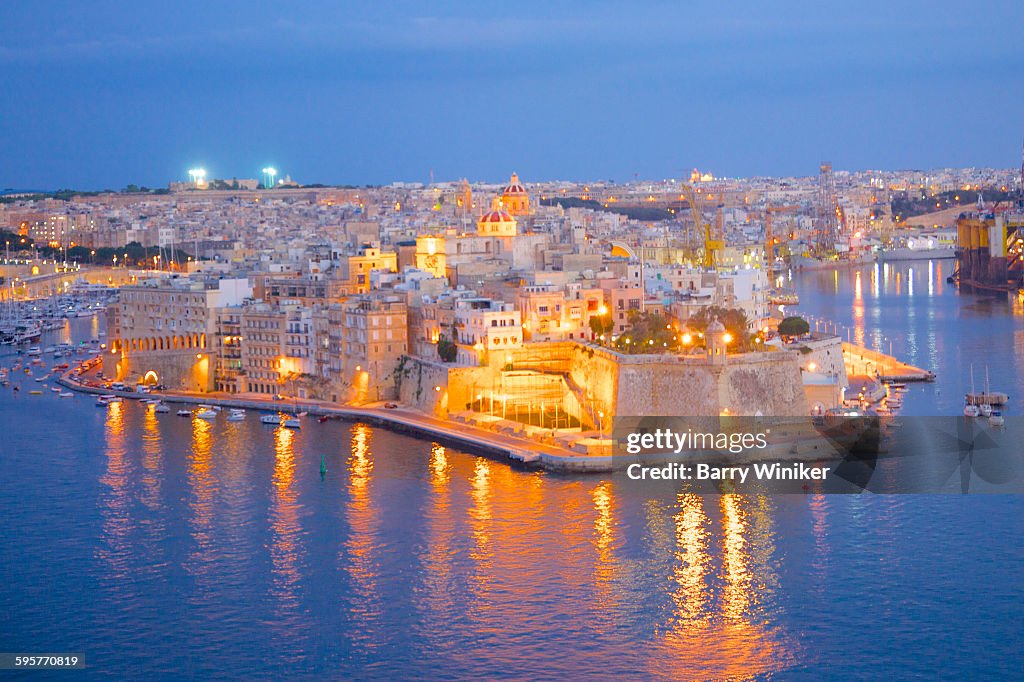 View of Birgu at dusk