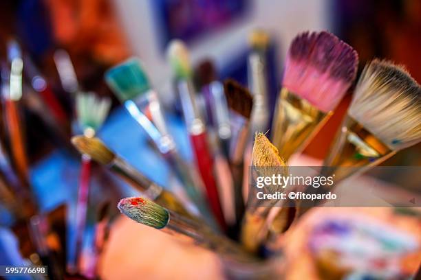 paintbrush, paintor paintbrushes - craft show stock pictures, royalty-free photos & images