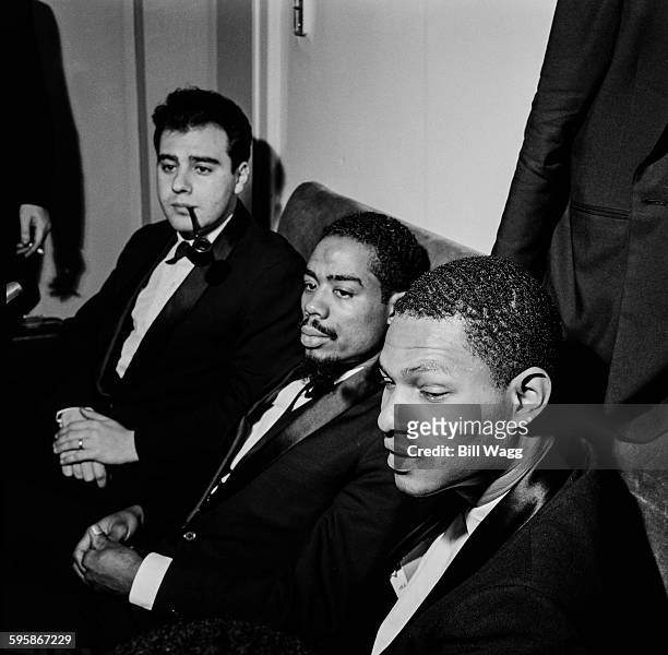 From left to right, Argentine pianist, composer and arranger Lalo Schifrin, American musician Eric Dolphy and American jazz pianist McCoy Tyner,...