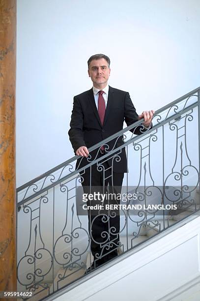 Christophe Habas, Grand Master of France's Grand Orient , the largest Masonic organisation in France, poses after a press conference on August 26,...