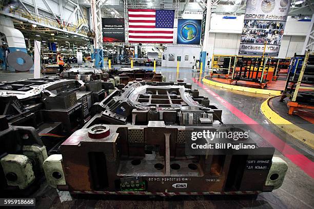 Die is shown at the Fiat Chrysler Automobiles Sterling Stamping Plant August 26, 2016 in Sterling Heights, Michigan. An event was held today at the...