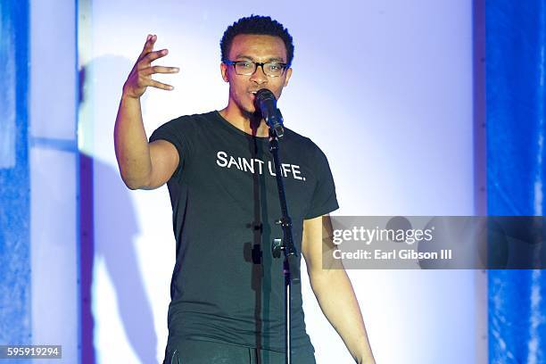 Singer/Songwriter Jonathan McReynolds performs at the 2016 Merge Summit Gala at Millennium Biltmore Hotel on August 25, 2016 in Los Angeles,...