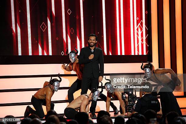 Show" -- Pictured: Fabian Rios on stage during the 2016 Premios Tu Mundo at the American Airlines Arena in Miami, Florida on August 25, 2016 --