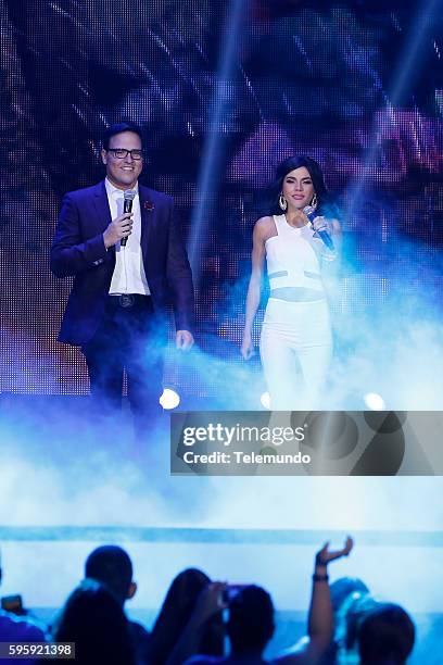 Show" -- Pictured: Raul Gonzalez and Carolina Gaitan perform on stage during the 2016 Premios Tu Mundo at the American Airlines Arena in Miami,...