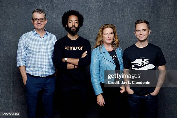 Greg Daniels, Wyatt Cenac, Ana Gasteyer, and David Jenkins of 'People of Earth' is photographed for Los Angeles Times at San Diego Comic Con on July...