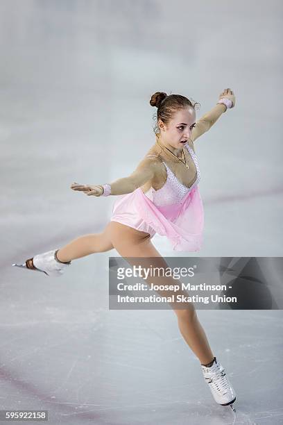 Veronika Sheleva of Kazakhstan competes during the junior ladies free skating on day two of the ISU Junior Grand Prix of Figure Skating on August 26,...