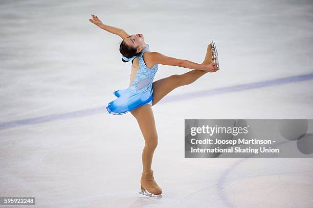 Maisy Hiu Ching Ma of Hong Kong skating on day two of the ISU Junior Grand Prix of Figure Skating on August 26, 2016 in Saint-Gervais-les-Bains,...