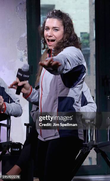 Olympic gold medalists Amanda Polk from the gold medal winning Women's Eight Olympic Rowing Team attends the AOL Build Presents Gold Medal Winning...