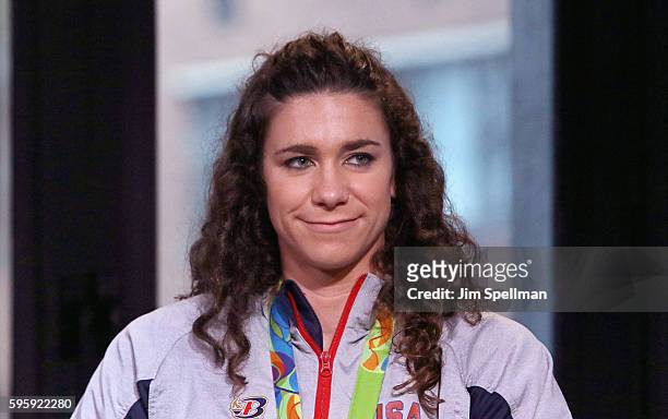 Olympic gold medalists Amanda Polk from the gold medal winning Women's Eight Olympic Rowing Team attends the AOL Build Presents Gold Medal Winning...