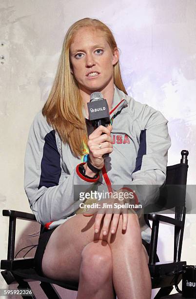 Olympic gold medalists Emily Regan from the gold medal winning Women's Eight Olympic Rowing Team attends the AOL Build Presents Gold Medal Winning...