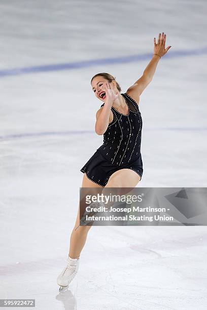 Kristen Spours of Great Britain competes during the junior ladies free skating on day two of the ISU Junior Grand Prix of Figure Skating on August...