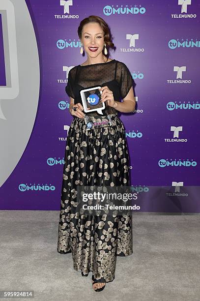 Press Room" -- Pictured: Erika de la Rosa backstage at the 2016 Premios Tu Mundo at the American Airlines Arena in Miami, Florida on August 25, 2016...