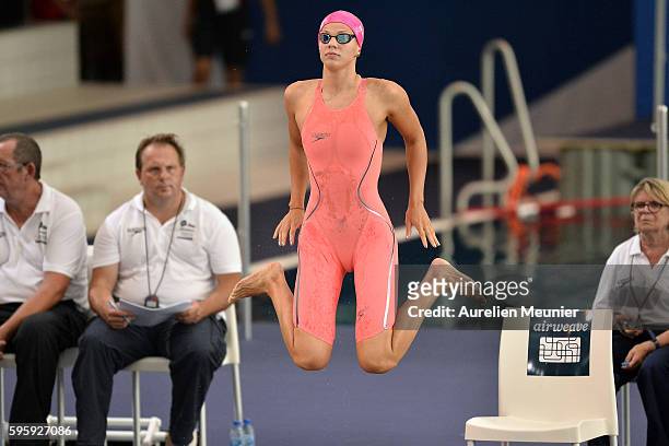 Yuliya Efimova of Russia prepares to compete in the 100m Women's Breaststroke finals on day one of the FINA Swimming World Cup 2016 on August 26,...
