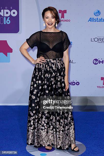 Blue Carpet" -- Pictured: Erika de la Rosa arrives at the 2016 Premios Tu Mundo at the American Airlines Arena in Miami, Florida on August 25, 2016 --