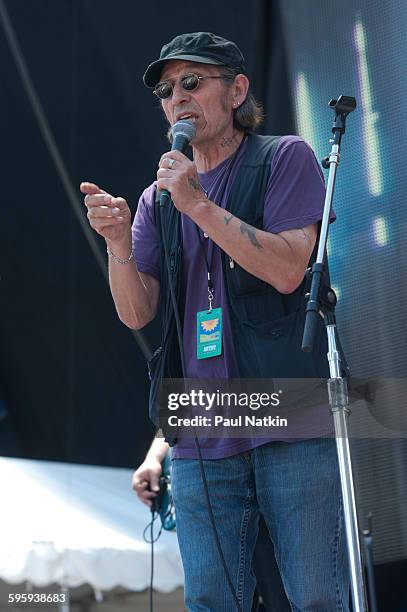American poet, musician, and activist John Trudell onstage during the Farm Aid 2011 benefit concert at Livestrong Sporting Park, Kansas City, Kansas,...