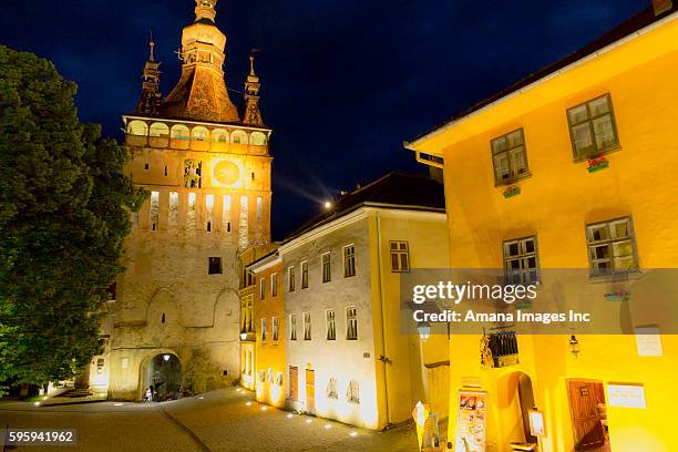 clock tower, at night - clock tower stock pictures, royalty-free photos & images